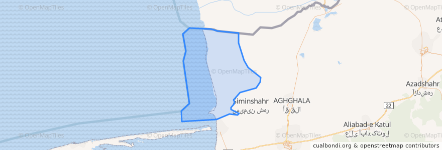 Mapa de ubicacion de بخش مرکزی شهرستان گمیشان.