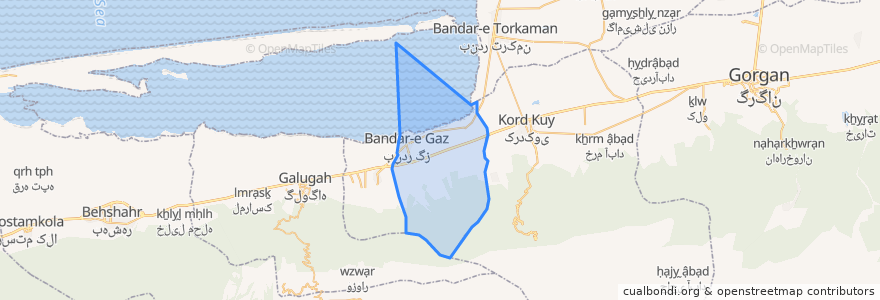 Mapa de ubicacion de بخش مرکزی شهرستان بندر گز.