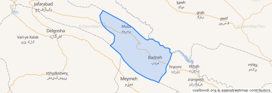 Mapa de ubicacion de بخش مرکزی برذه.