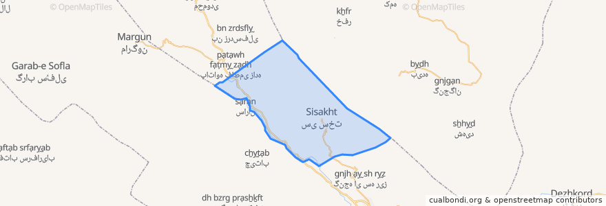 Mapa de ubicacion de بخش مرکزی دنا.