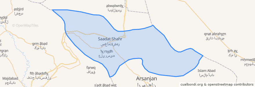 Mapa de ubicacion de بخش مرکزی سعادت‌شهر.