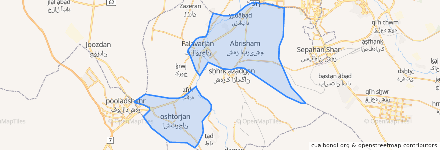 Mapa de ubicacion de بخش مرکزی شهرستان فلاورجان.