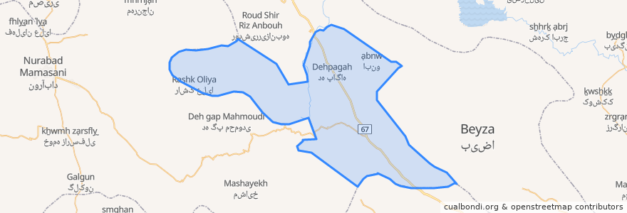 Mapa de ubicacion de بخش همایجان.