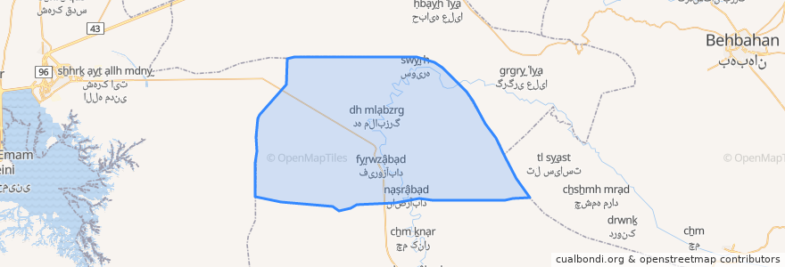 Mapa de ubicacion de بخش چم خلف عیسی.