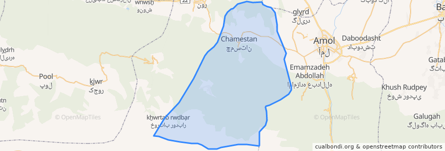 Mapa de ubicacion de بخش چمستان.