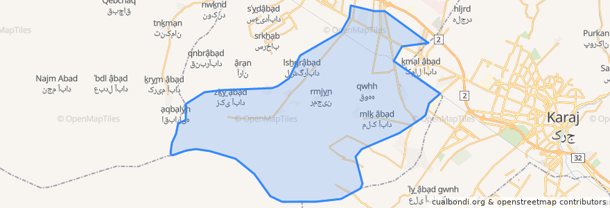 Mapa de ubicacion de شهرستان چهارباغ.