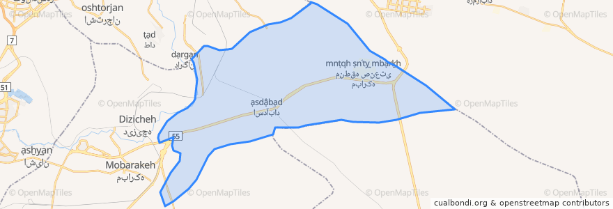 Mapa de ubicacion de بخش گرکن جنوبی.