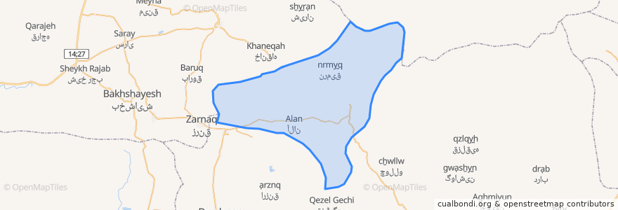 Mapa de ubicacion de دهستان آلان برآغوش.