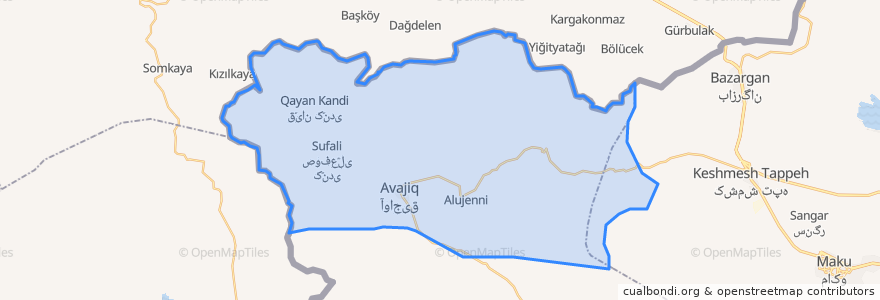 Mapa de ubicacion de دهستان آواجیق شمالی.