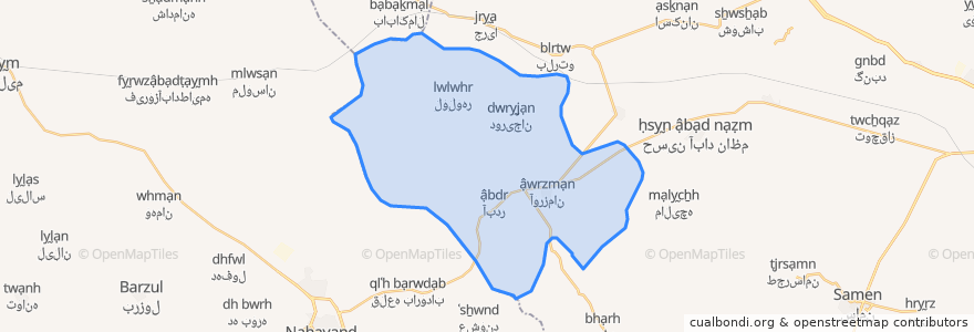 Mapa de ubicacion de دهستان آورزمان.