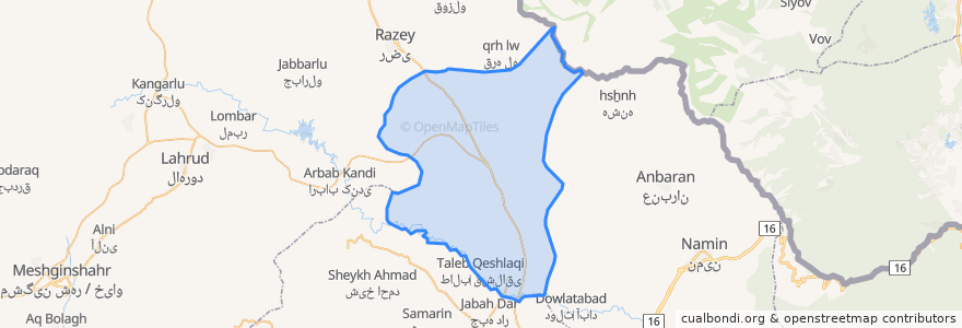 Mapa de ubicacion de دهستان ارشق شرقی.