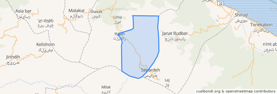 Mapa de ubicacion de دهستان اشکور علیا و سیارستاق ییلاق.