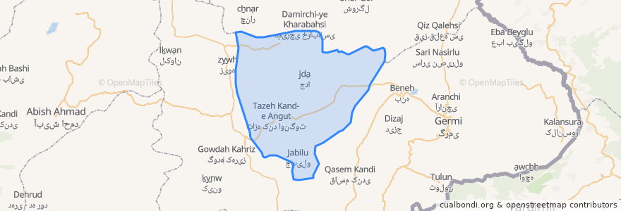 Mapa de ubicacion de دهستان انگوت شرقی.