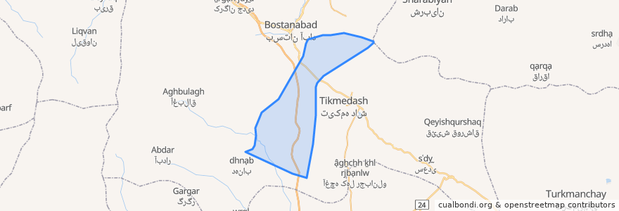 Mapa de ubicacion de دهستان اوجان شرقی.