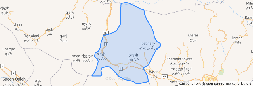 Mapa de ubicacion de دهستان ایلات قاقازان غربی.