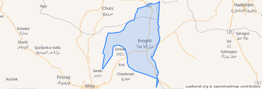 Mapa de ubicacion de دهستان ایواوغلی.