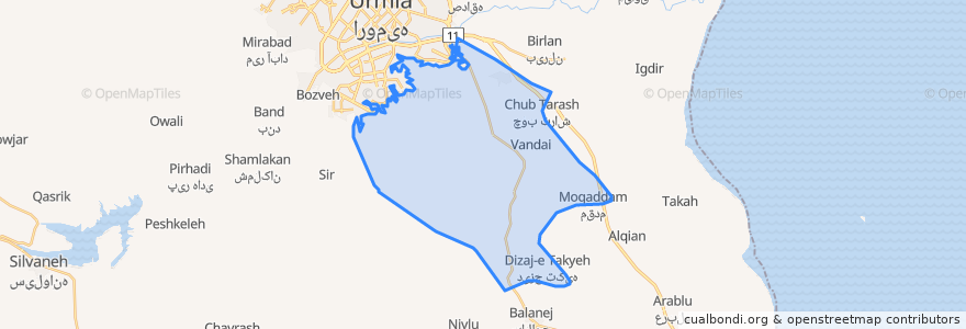 Mapa de ubicacion de دهستان باراندوزچای شمالی.