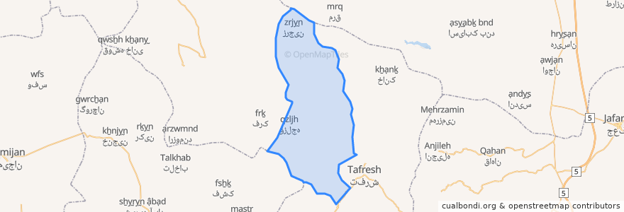 Mapa de ubicacion de دهستان بازرجان.