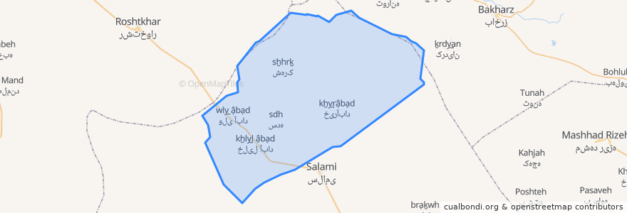 Mapa de ubicacion de دهستان بالاخواف.