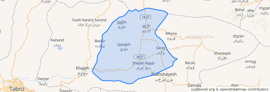 Mapa de ubicacion de دهستان بدوستان غربی.