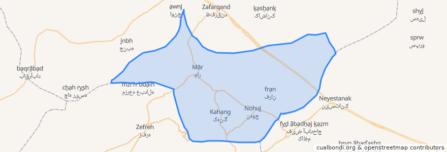 Mapa de ubicacion de دهستان برزاوند.