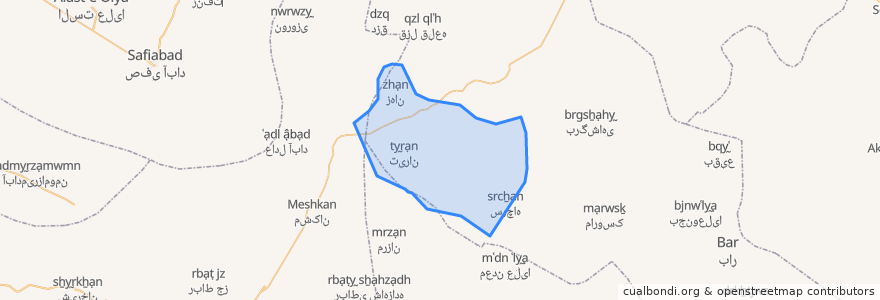 Mapa de ubicacion de دهستان برزنون.