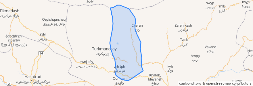 Mapa de ubicacion de دهستان بروانان شرقی.