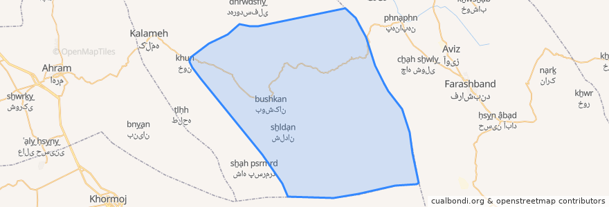 Mapa de ubicacion de دهستان بوشکان.