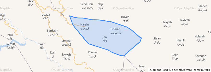 Mapa de ubicacion de دهستان بیساران.