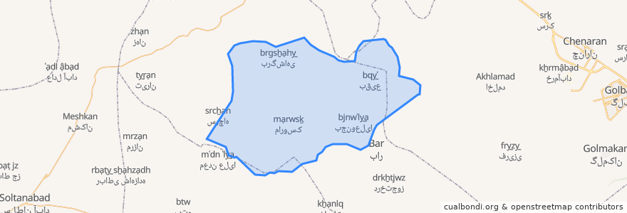 Mapa de ubicacion de دهستان بینالود.