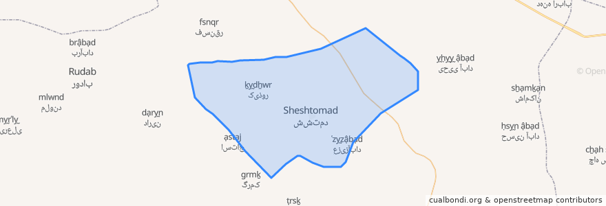 Mapa de ubicacion de دهستان بیهق.