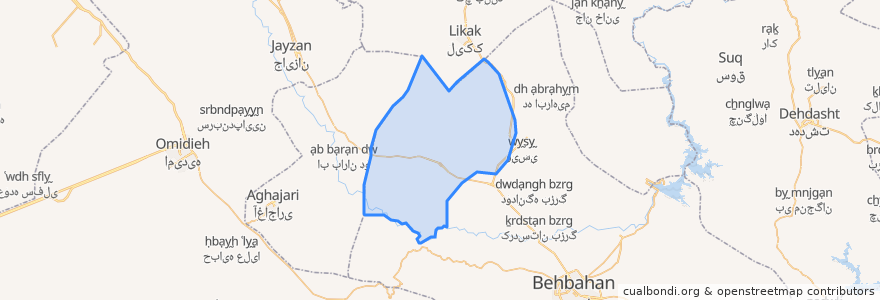 Mapa de ubicacion de دهستان تشان غربی.