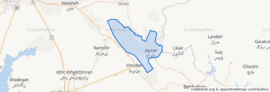 Mapa de ubicacion de دهستان جایزان.