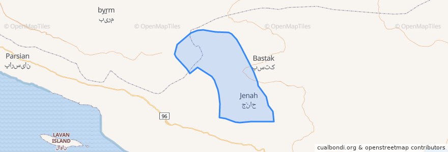 Mapa de ubicacion de Jenah Rural District.