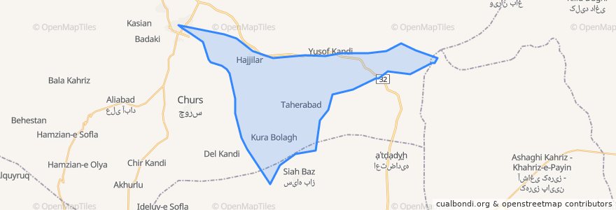 Mapa de ubicacion de دهستان حاجیلارجنوبی.