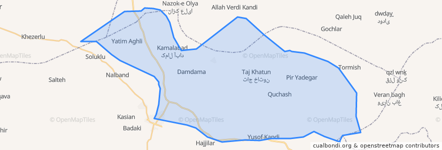 Mapa de ubicacion de دهستان حاجیلارشمالی.