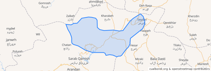 Mapa de ubicacion de دهستان حسین آبادجنوبی.