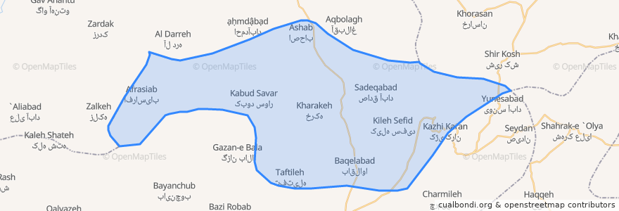 Mapa de ubicacion de دهستان حسین آبادشمالی.