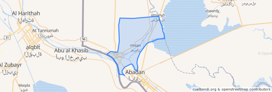 Mapa de ubicacion de دهستان حومه شرقی.