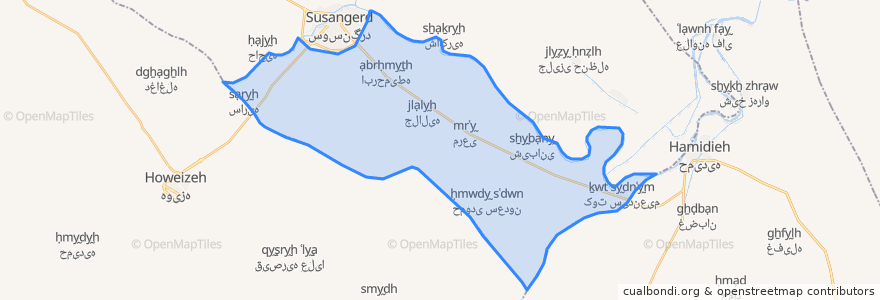 Mapa de ubicacion de دهستان حومه شرقی.