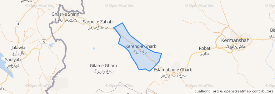 Mapa de ubicacion de دهستان حومه کرند.