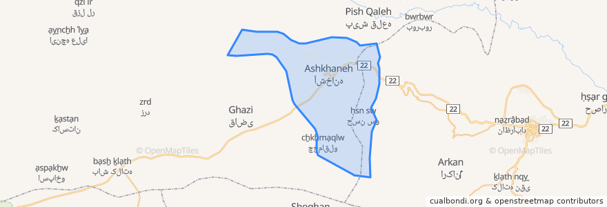 Mapa de ubicacion de دهستان حومه.