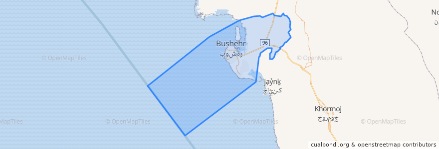 Mapa de ubicacion de دهستان حومه بوشهر.