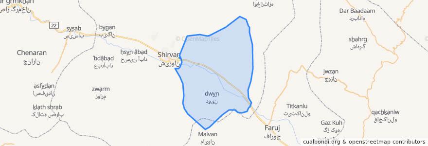 Mapa de ubicacion de دهستان حومه.