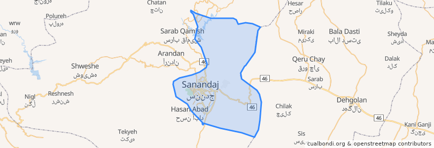 Mapa de ubicacion de دهستان حومه.