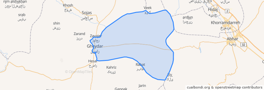 Mapa de ubicacion de دهستان حومه خدابنده.