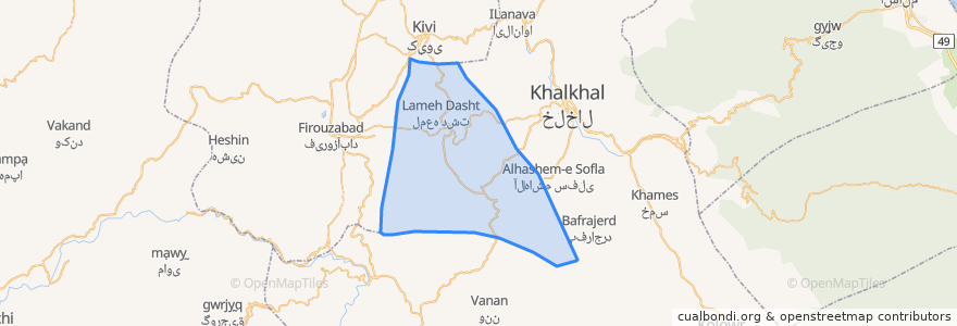 Mapa de ubicacion de دهستان خانندبیل غربی.