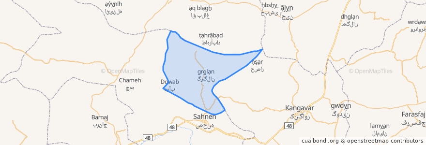 Mapa de ubicacion de دهستان خدابنده لو.