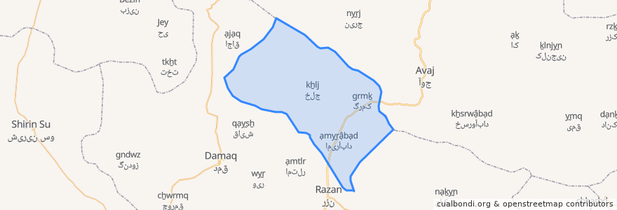 Mapa de ubicacion de دهستان خرقان.