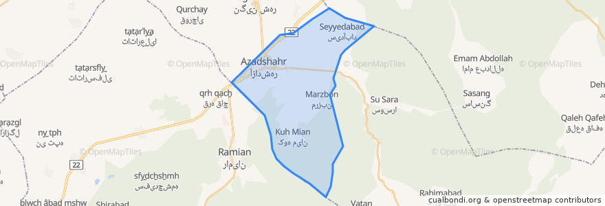 Mapa de ubicacion de دهستان خرمارودشمالی.